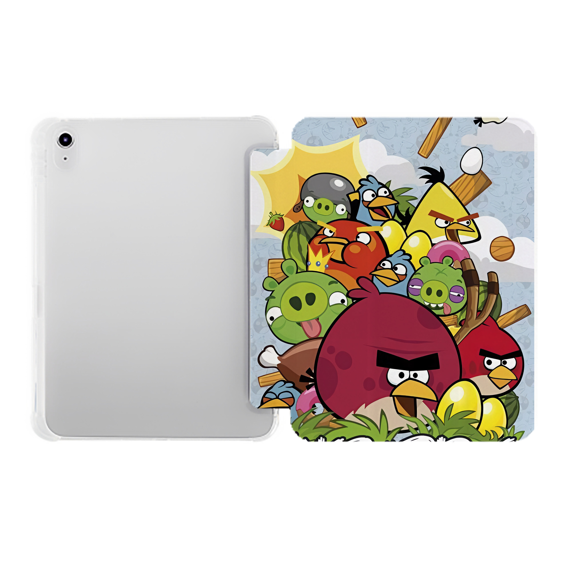 （画像用） Angry Birds アングリーバード IPad ケース ペン収納付き 三つ折りスタンド PUレザー×シリコン 対応機種9.5/10.5/10.9インチ